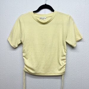 ZARA Cropped Yellow Coquette Baddie Chic Feminine Minimalist Womens Top Small